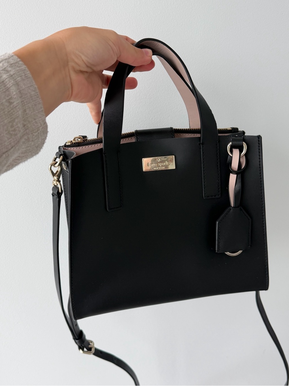 kate spade Black Satchel with Blush Interior Trim